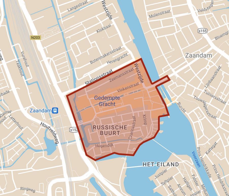 Kaartje uitstootvrije zone winkelgebied Zaandam.